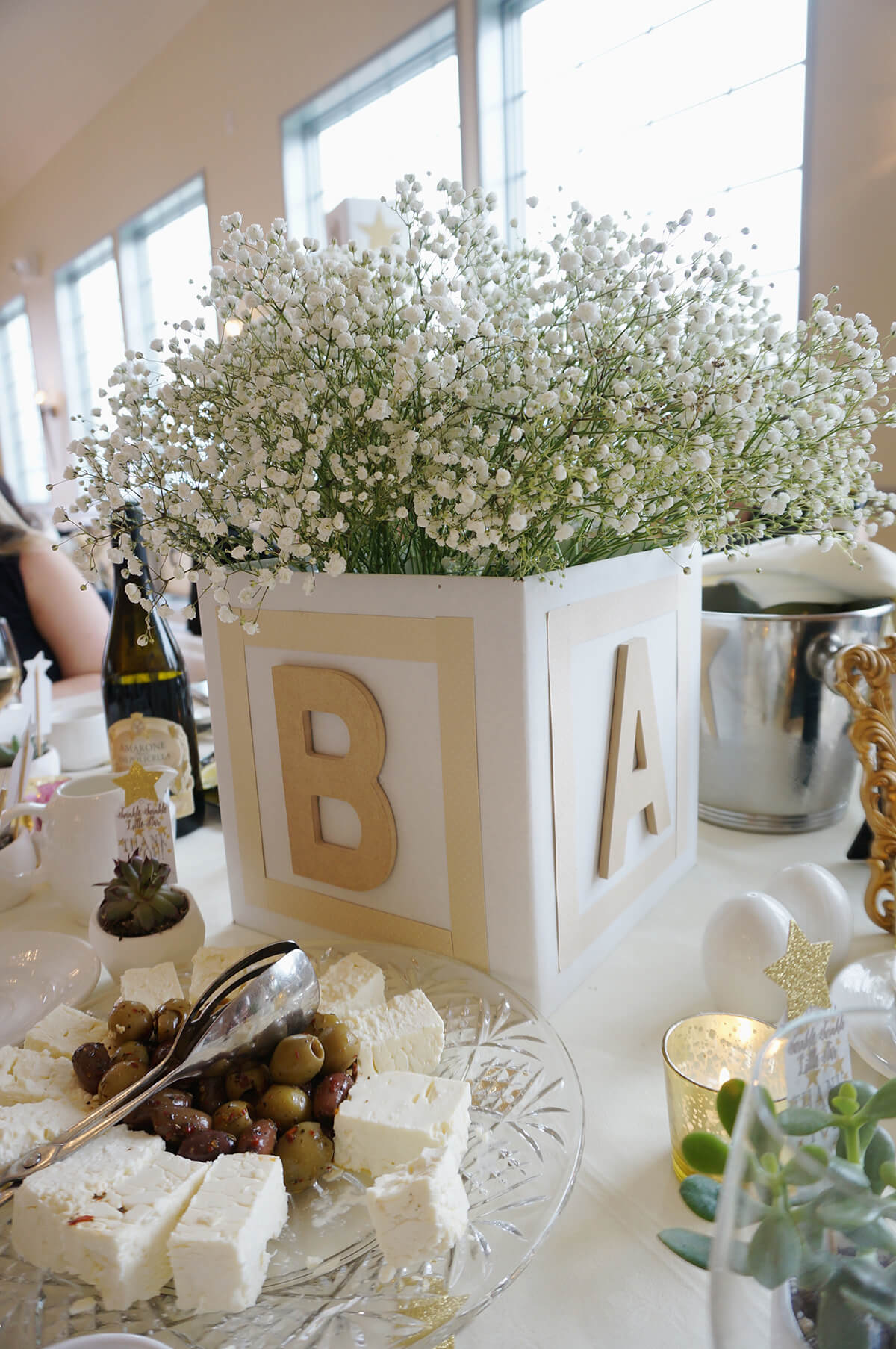 Letter Block Flower Pot Centerpiece