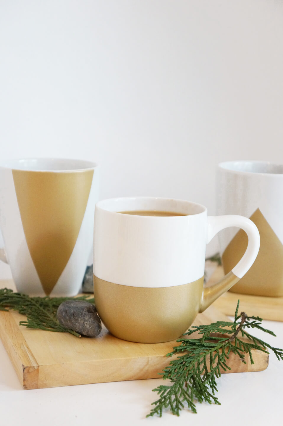 Splash of Gold Geometric Spray Painted Mugs