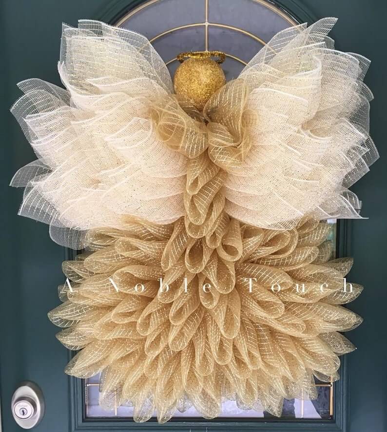 Cream and Gold Angel Door Hanger