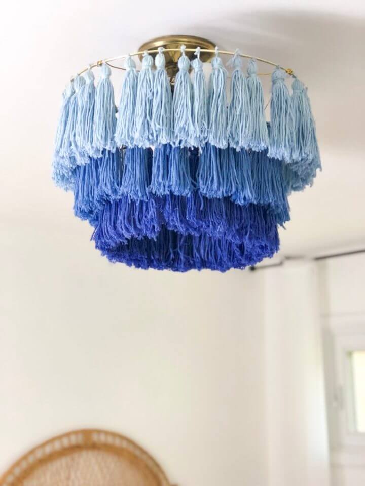 Beautiful Blue Ombre Macrame Tiered Chandelier