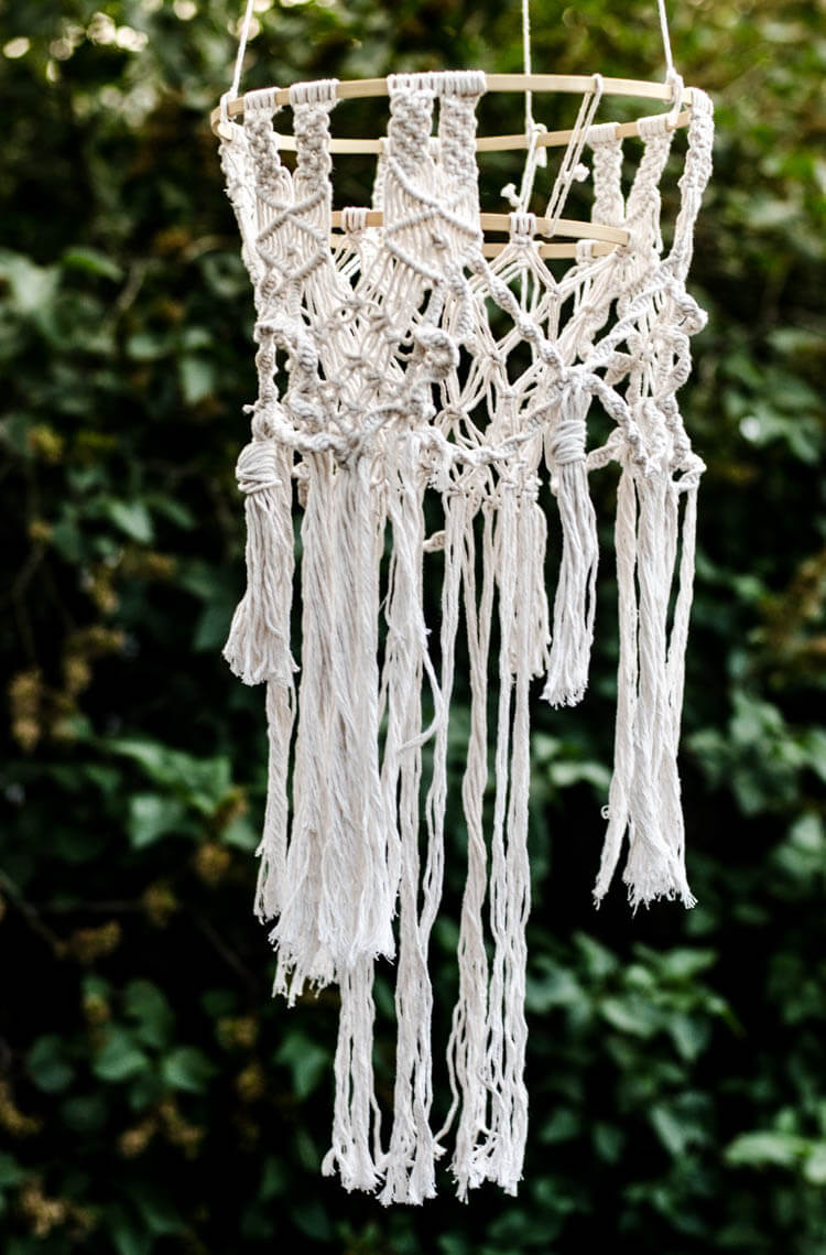 DIY Woven and Wonderful Macrame Hoop Chandelier