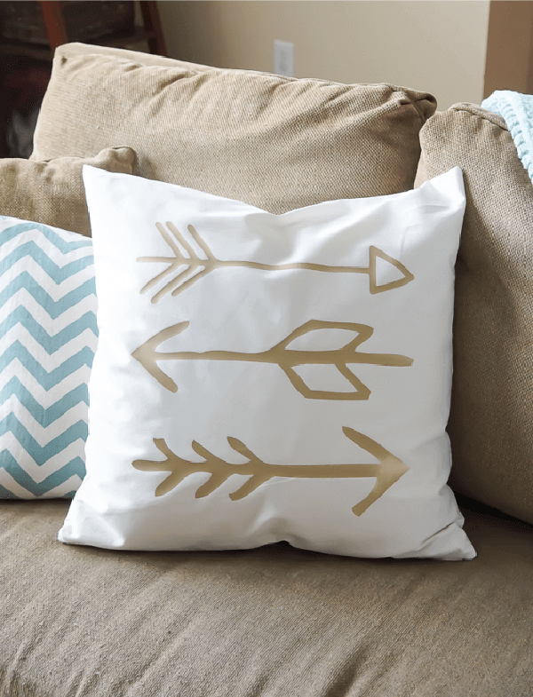 White Plush Gold Arrow Pillow Décor