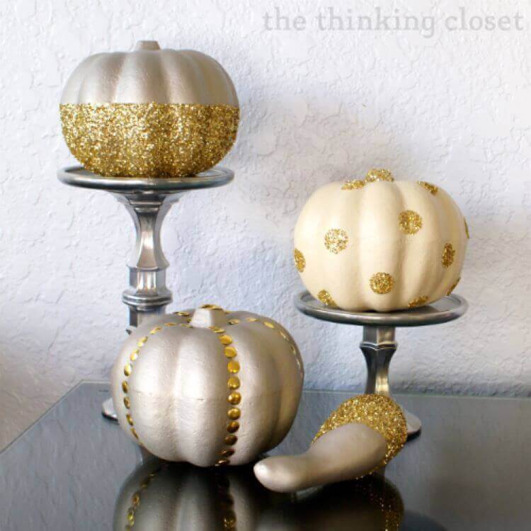 Fabulous Faux Gold Glitter Pumpkins