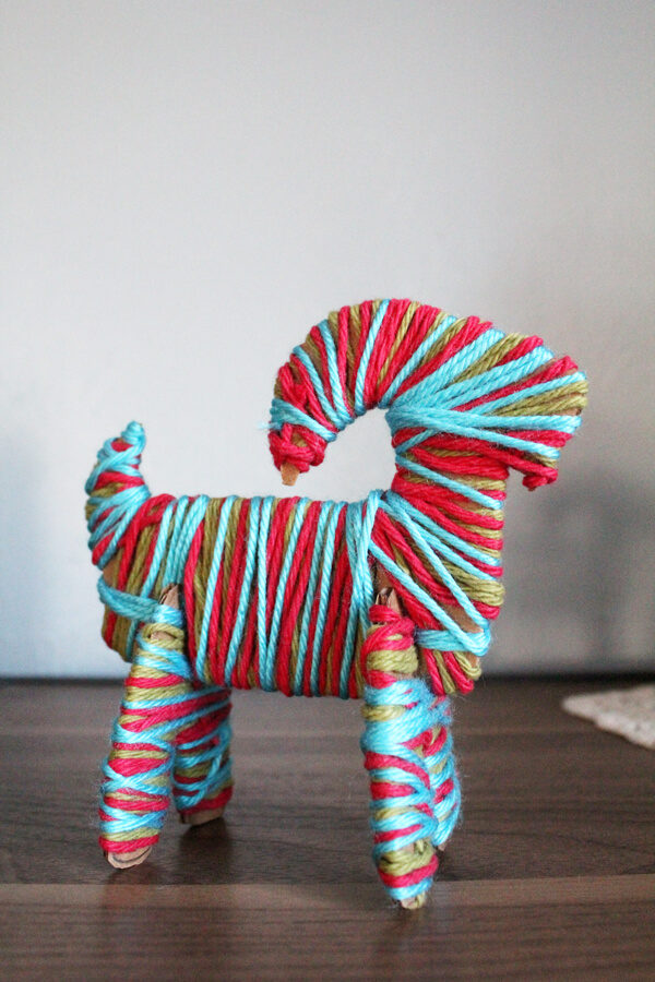 DIY Yarn Wrapped Yule Goat Julbock