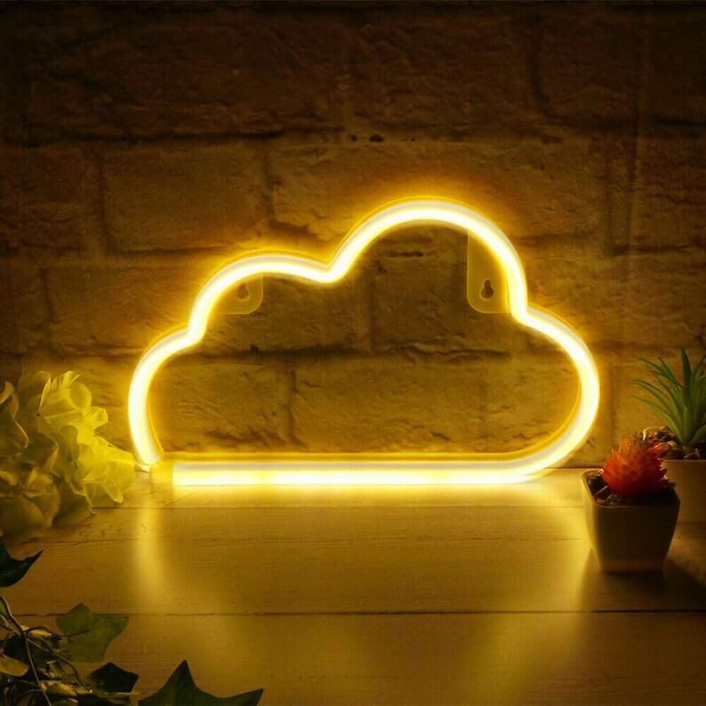 Bright White Cloud Neon Wall Art