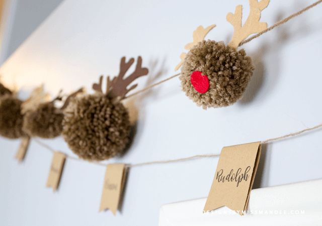 Yarn Reindeer Pom Poms Garland