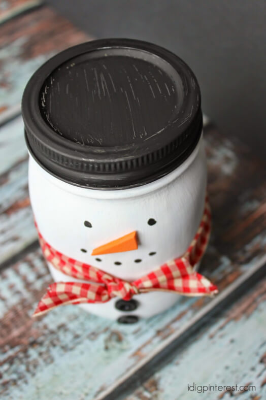 Painted Mason Jar Snowman Gift