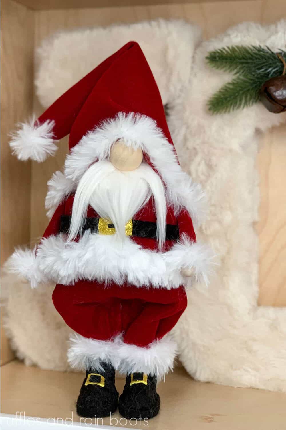 No-Sew Velvet and Fur Santa Gnome