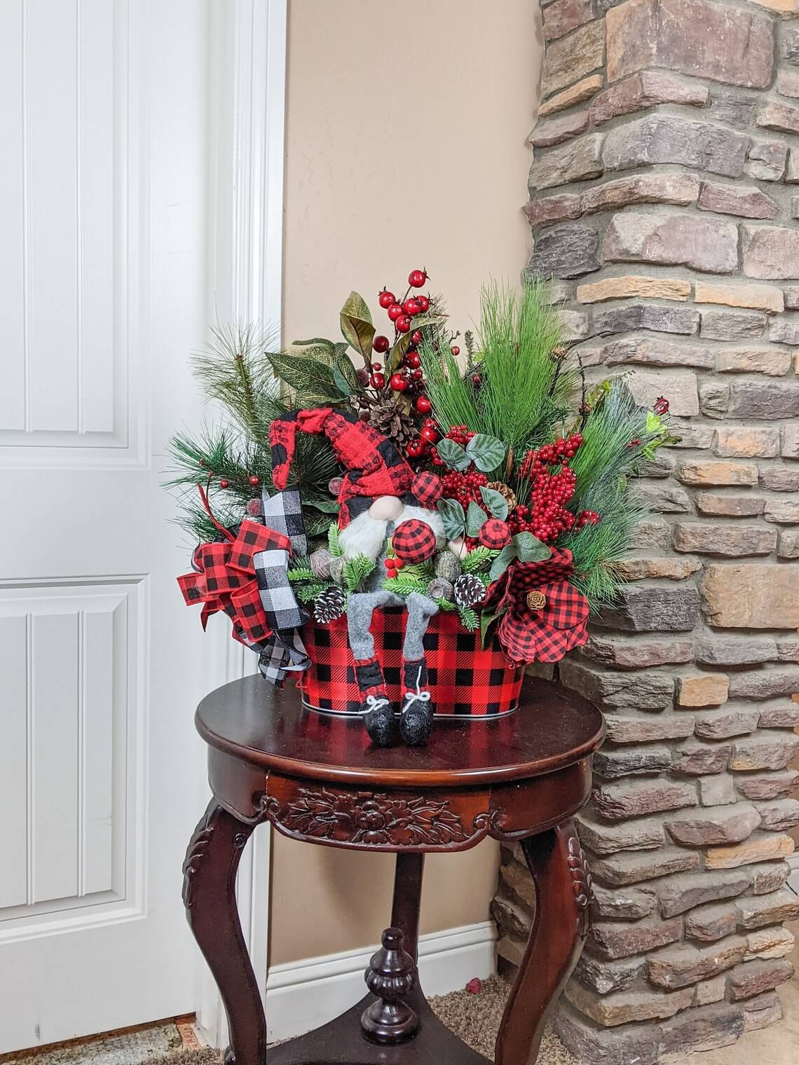 Mad for Plaid Christmas Gnome Centerpiece