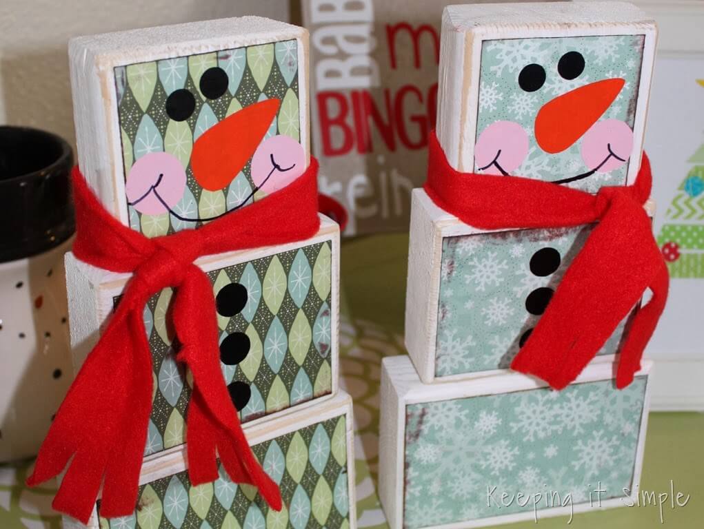 Easy Wooden DIY Snowman Crafts