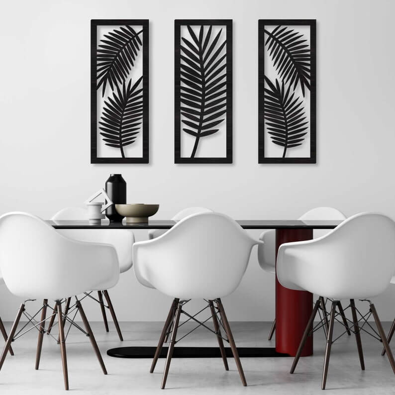 Three Piece Wooden Leaf Wall Decor