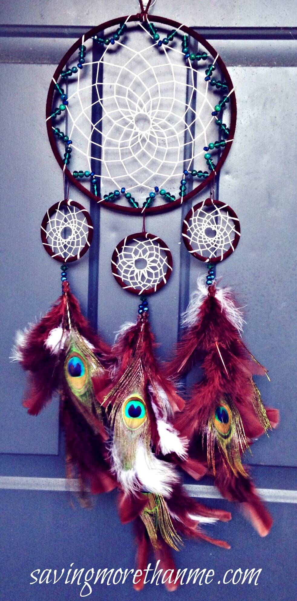 Pretty Peacock Feather DIY Dreamcatcher