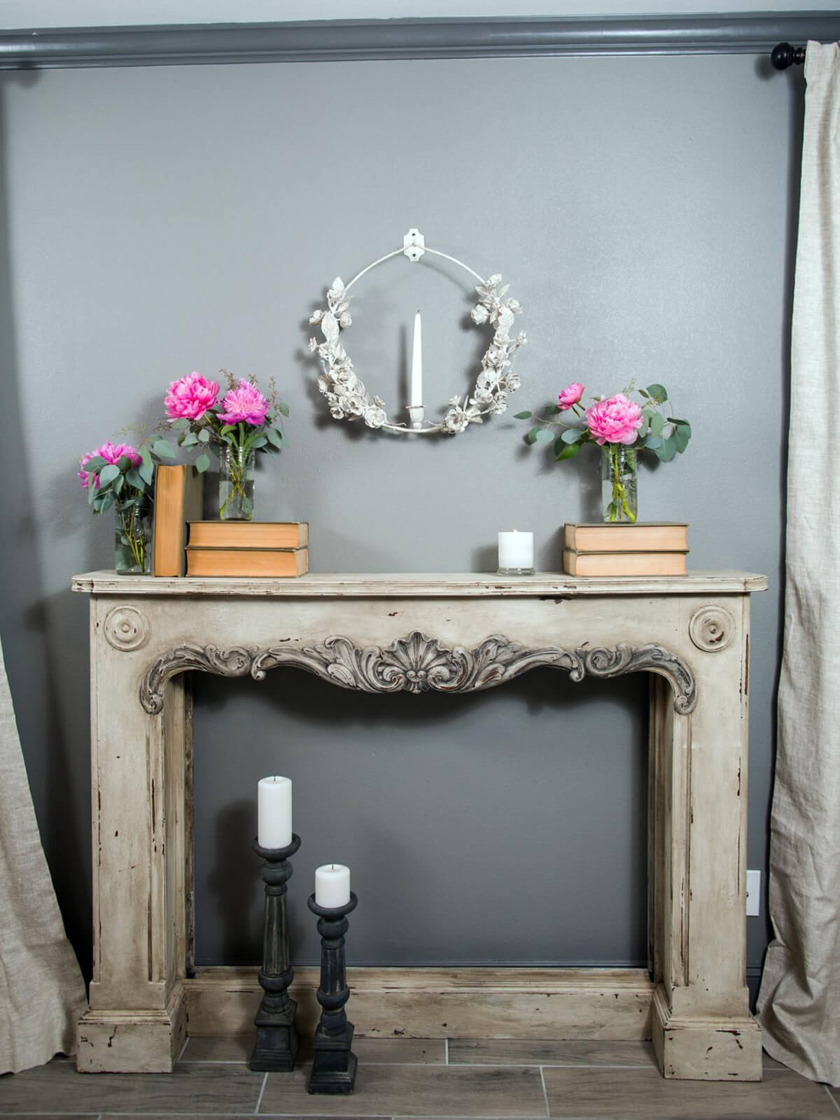 Romantic Bedroom Vintage Faux Fireplace Mantel