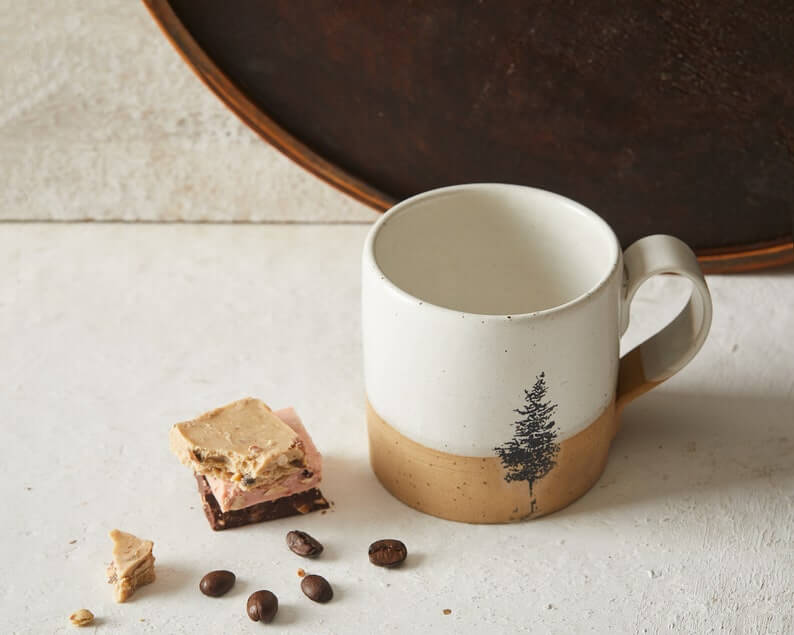 Set of 2 White Ceramic Mugs