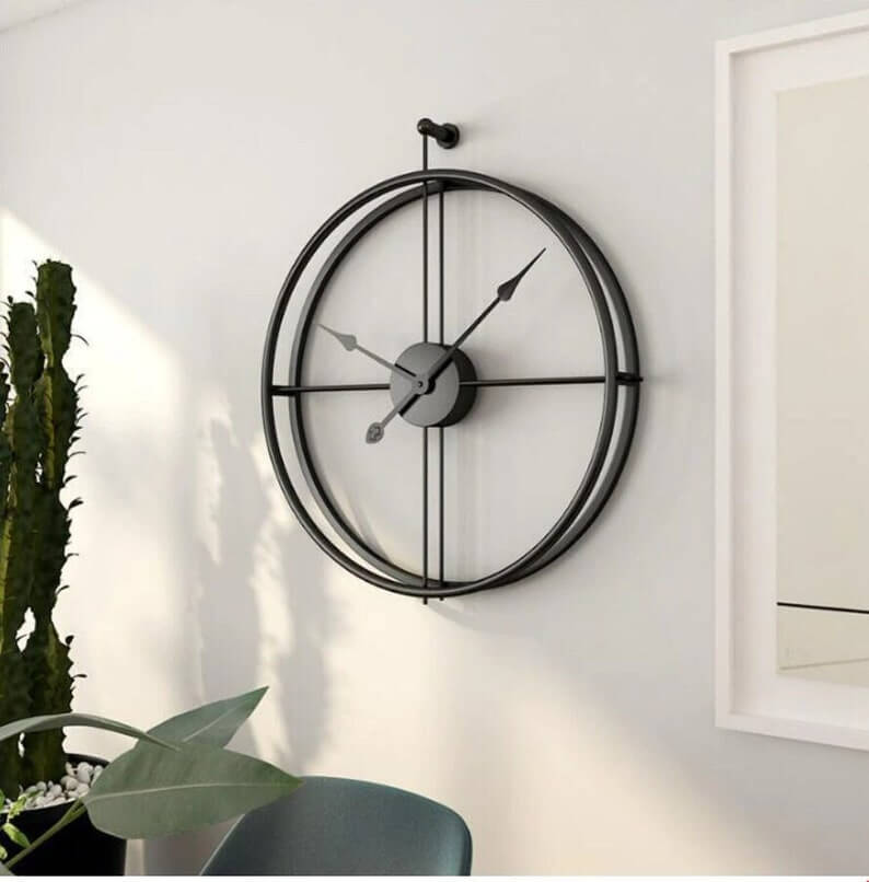 Black Metal Vintage Nordic Wall Clock