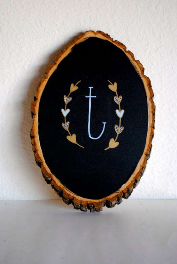 Custom DIY Wood Slice Initial Sign