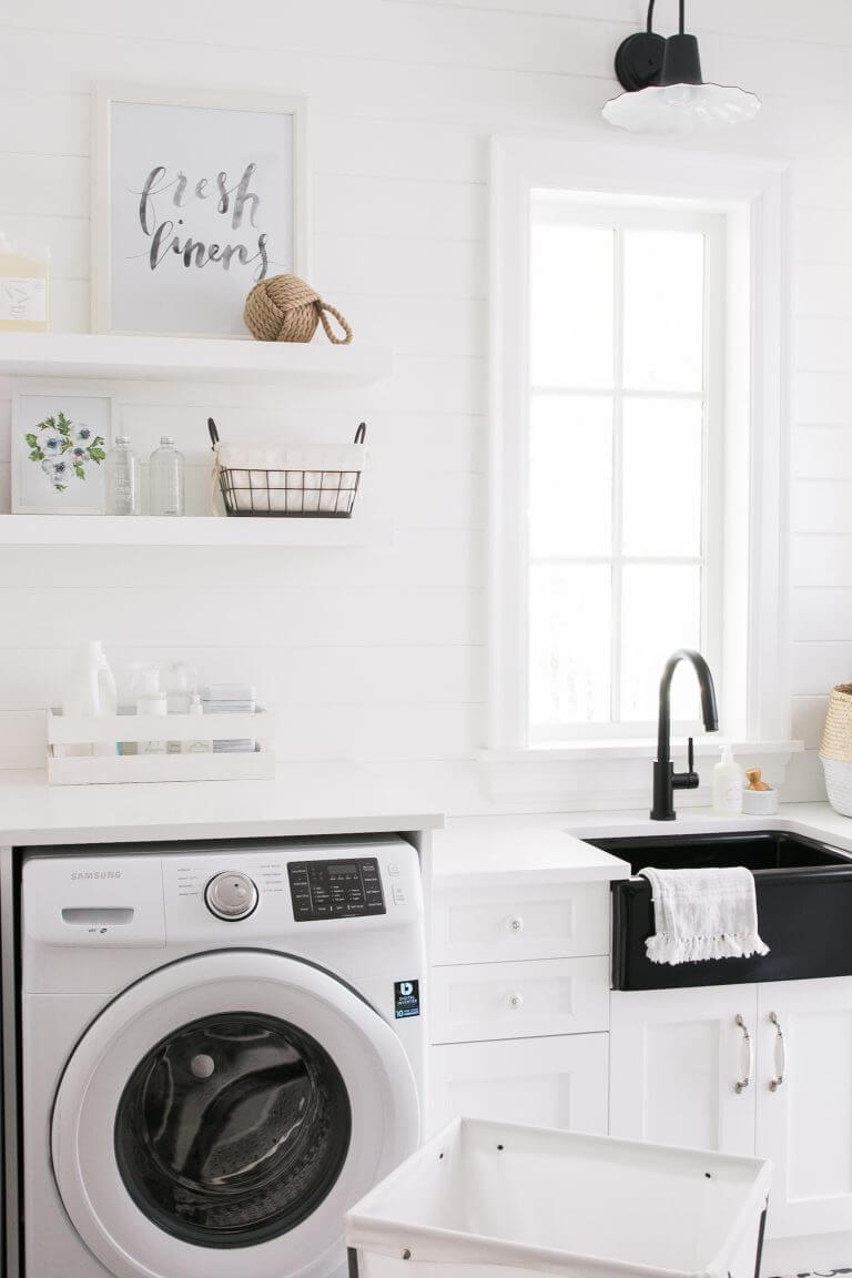 Pristine and White Fresh Linens Farmhouse Laundry