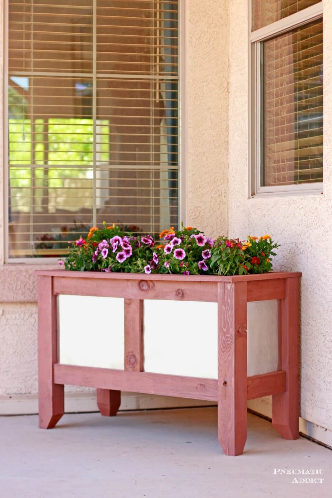 Redwood and Aluminum Planter Bursting with Life