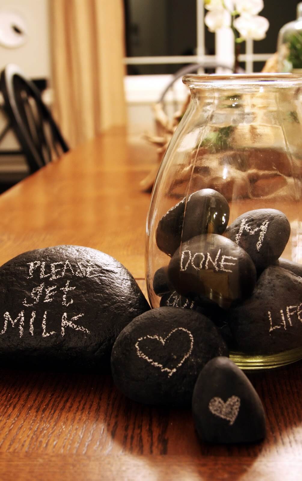 Vase Filled Chalkboard Painted Rocks