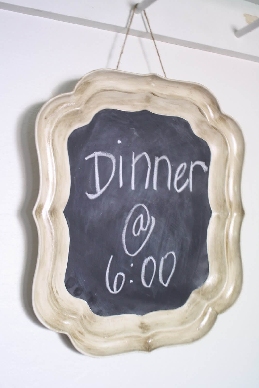 Fun Chalkboard Painted Hanging Tray Sign