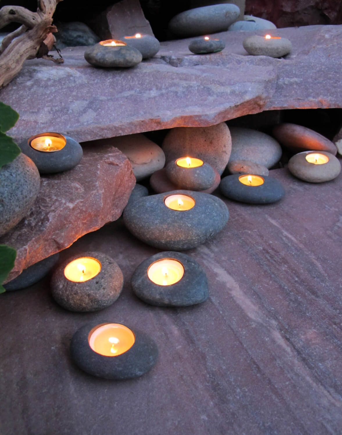 Simple Stone Patio Votive Holders