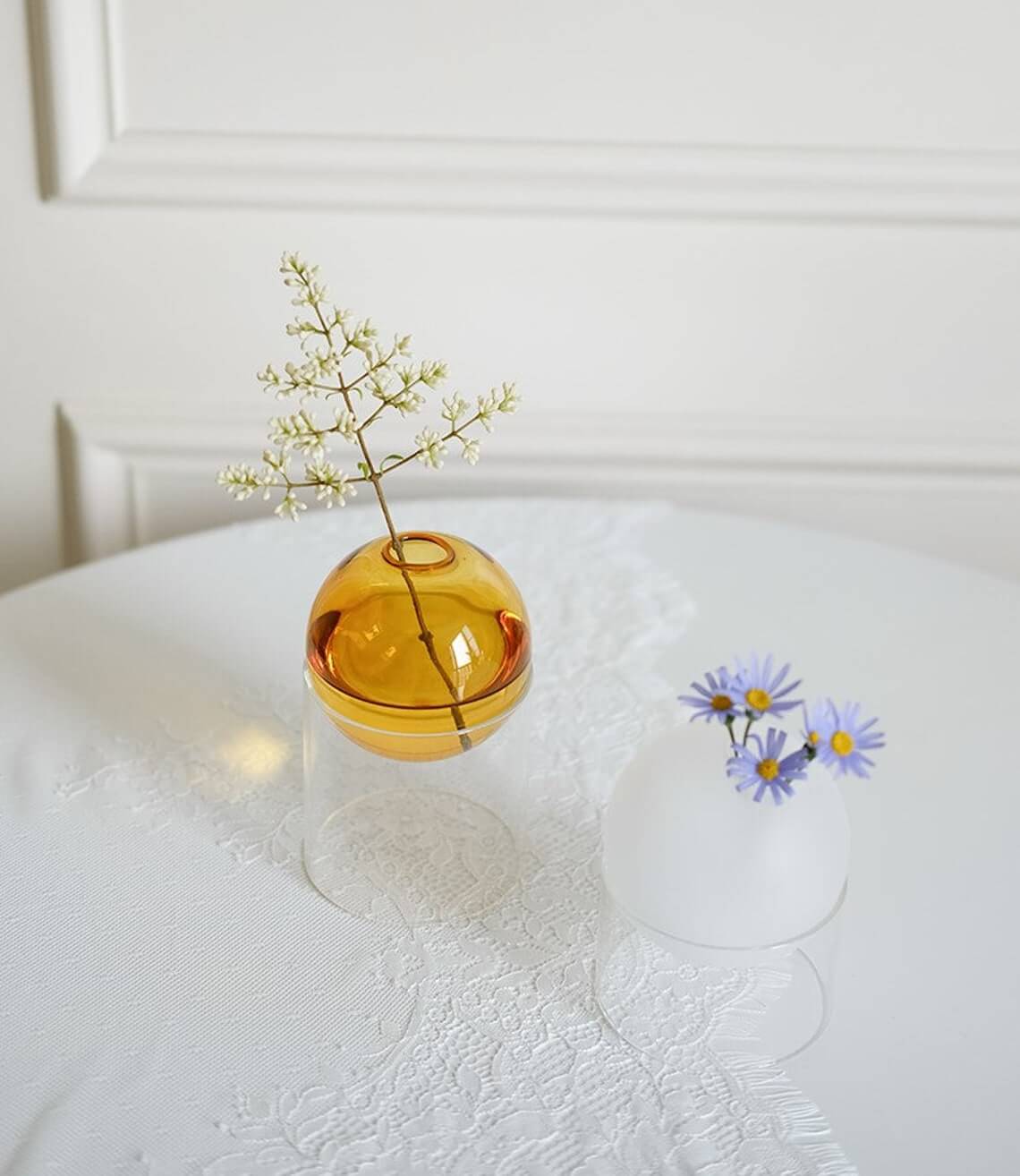 Hand-Blown Stained Glass Ball Vase