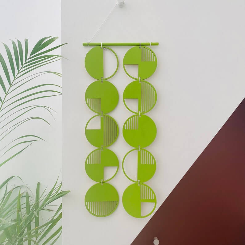 Lime Green Geometric Disc Wall Art