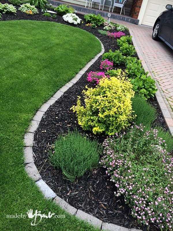 Vivid Curving Front Yard Garden