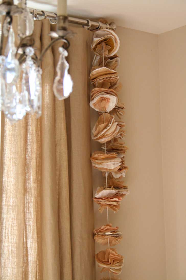 Muted Coffee Filter Flower Garland