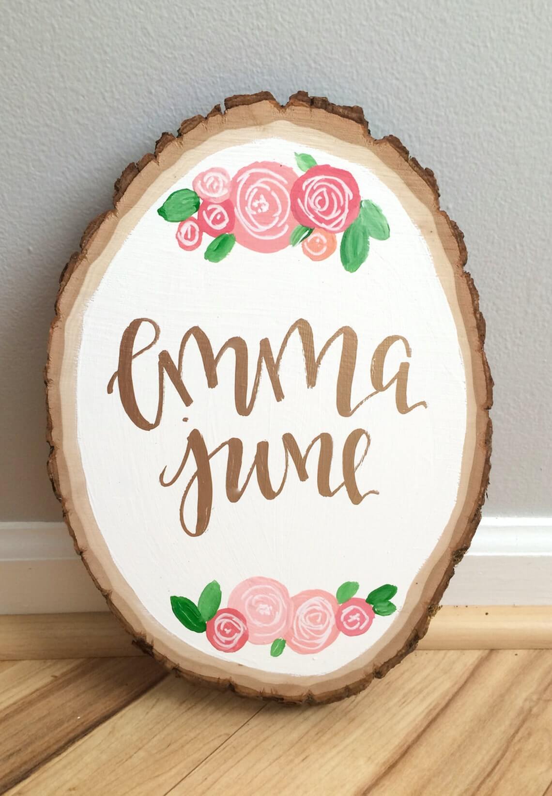 Custom Baby Name Wood Slice