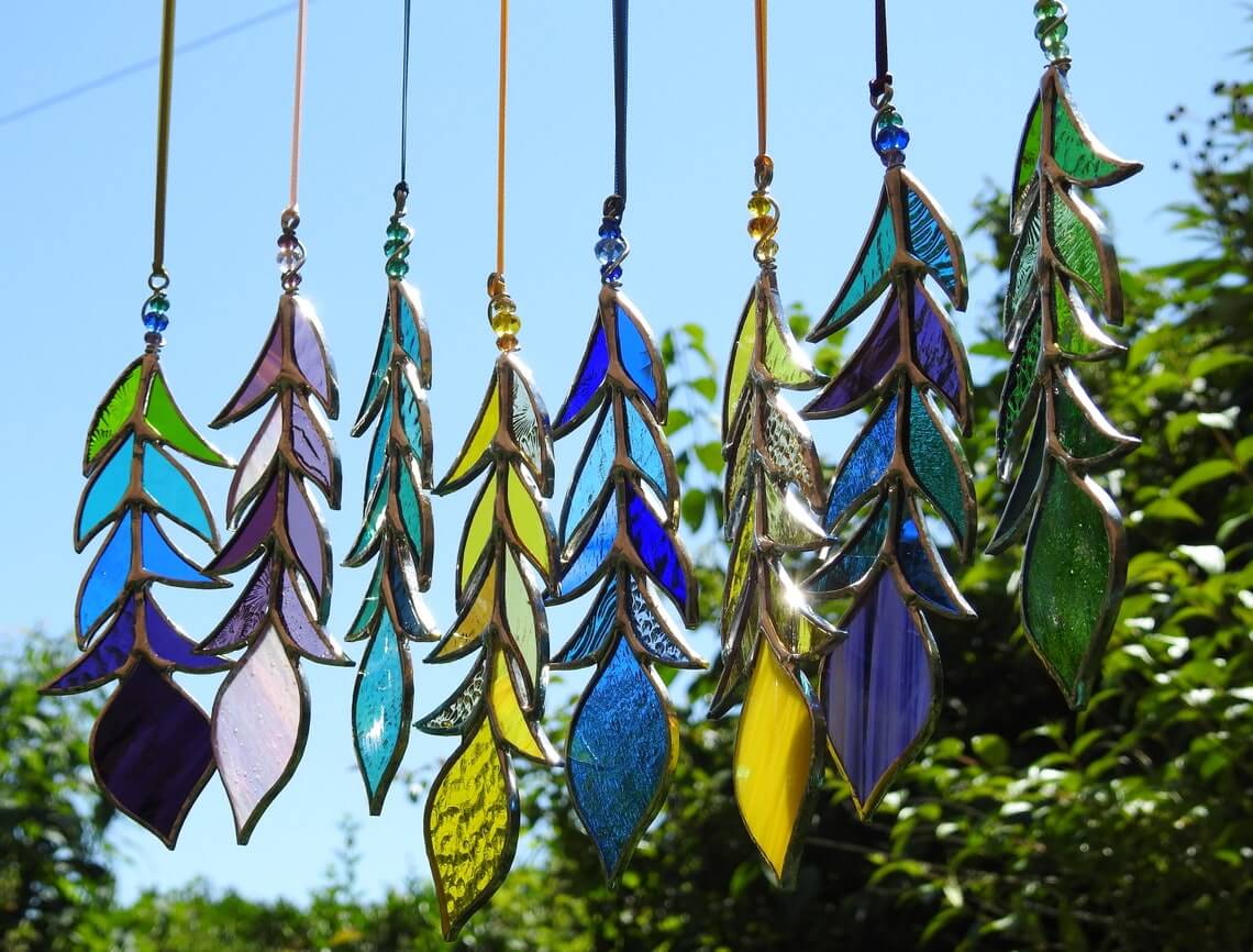 Stained Glass Feather Suncatchers Unique Decor