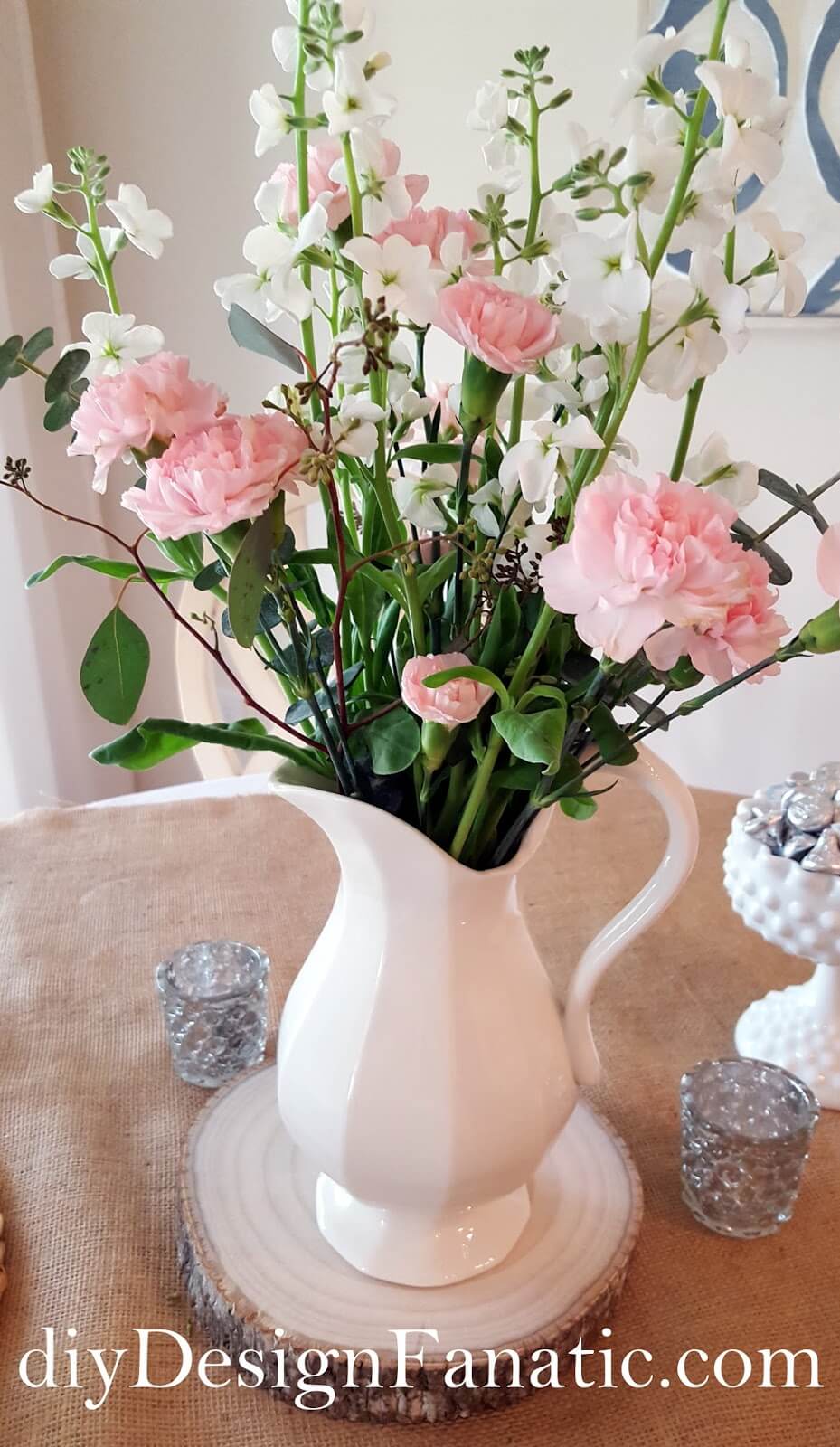 Pretty Pink Flower Filled Spring Pitchers