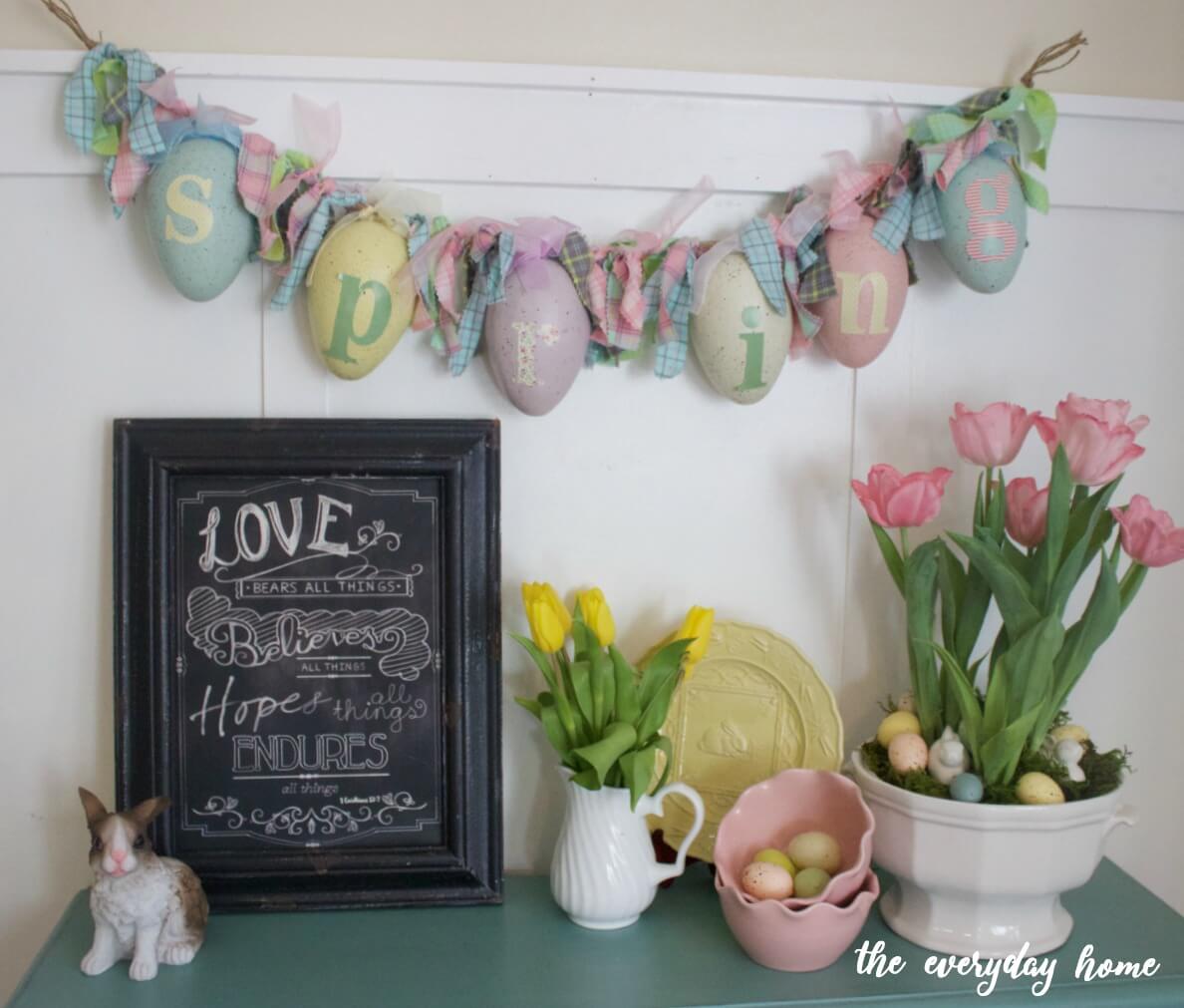 Ribbon and Easter Egg Spring Garland