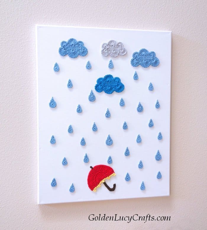 Cute Rainy Day Crochet Wall Art