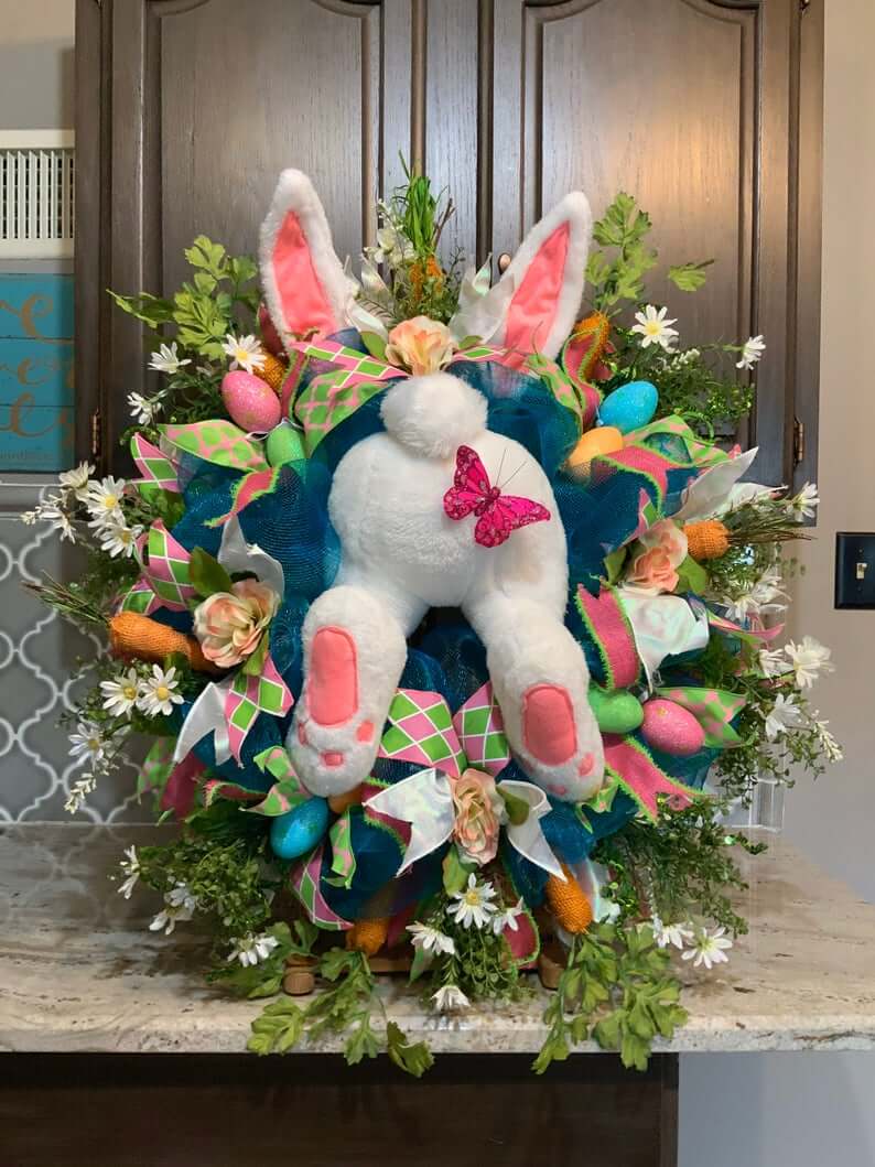 Head Over Heels Bunny Easter Wreath Decoration