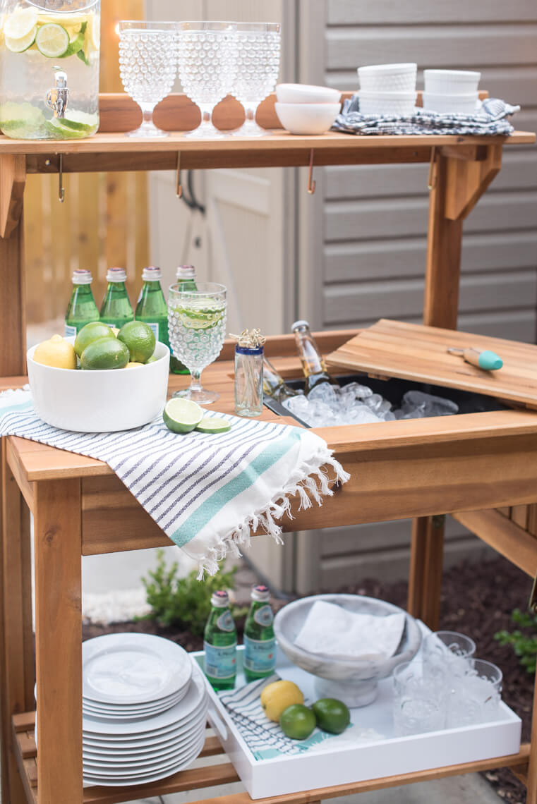 Upcycled Potting Bench as a Beverage Cart