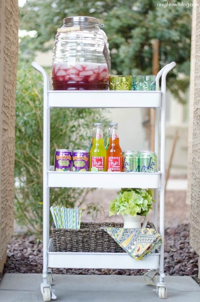 Sleek Metal Bar Cart on Wheels