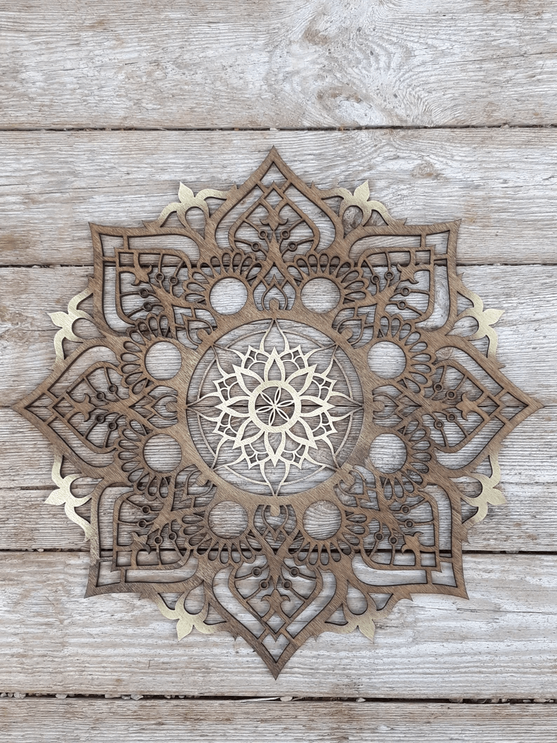 Ombre Indian Painted Wood Mandala Wall Art