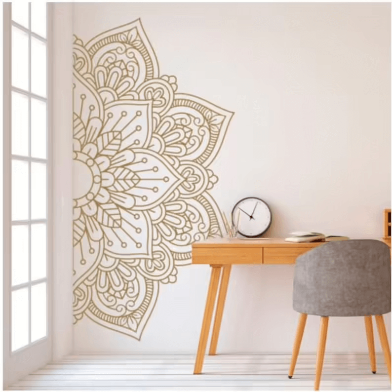 Large Lotus Half Mandala Wall Sticker