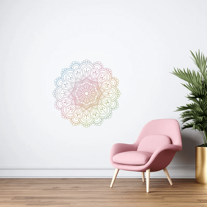 Half or Full Rainbow Ombre Mandala Sticker