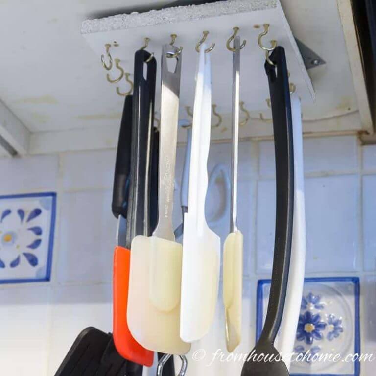 Under the Cupboard Rotating Utensil Organization