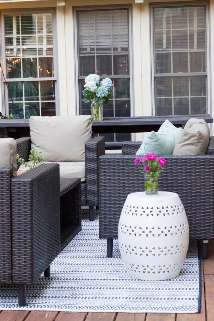 Deck Ideas: Dark Wicker Furniture Wood Deck Makeover