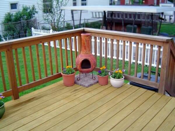 Raised Natural Wood Backyard Deck