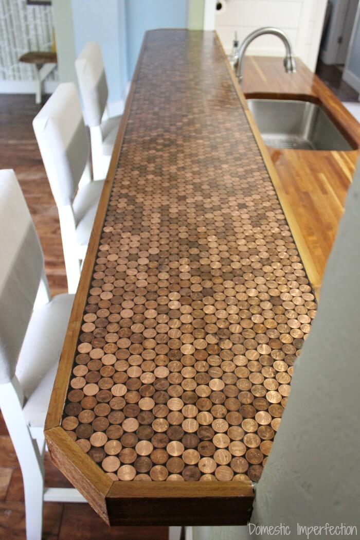 Penny Countertop Trimmed with Rustic Cedar