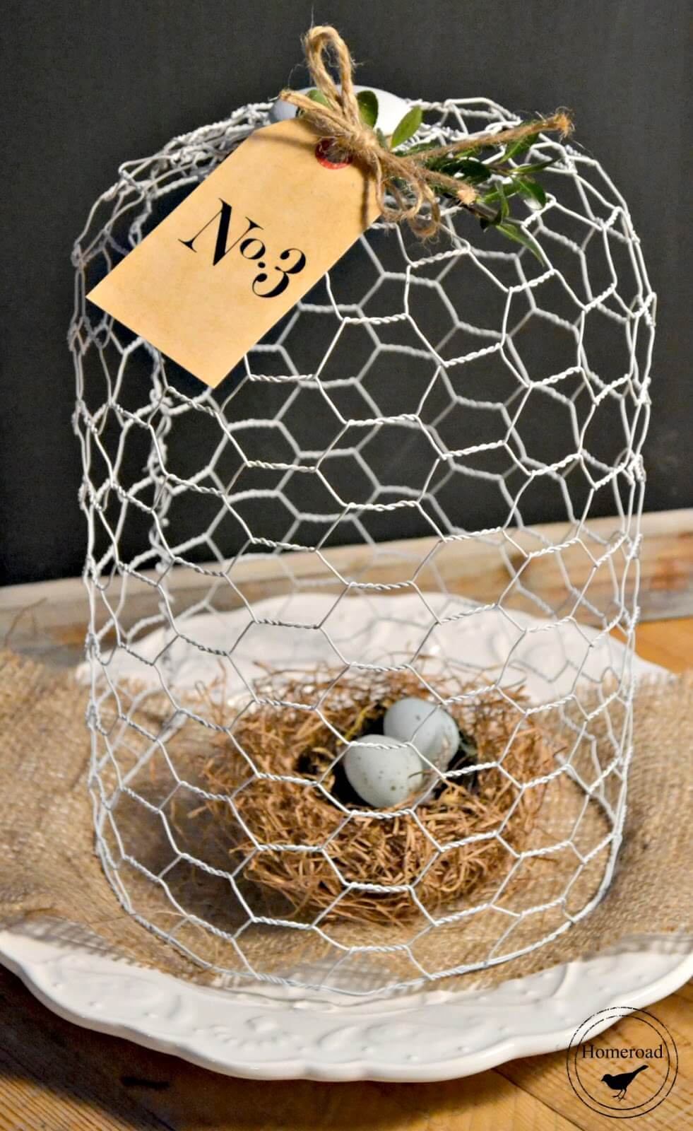 Cute White Chicken Wire Cloche