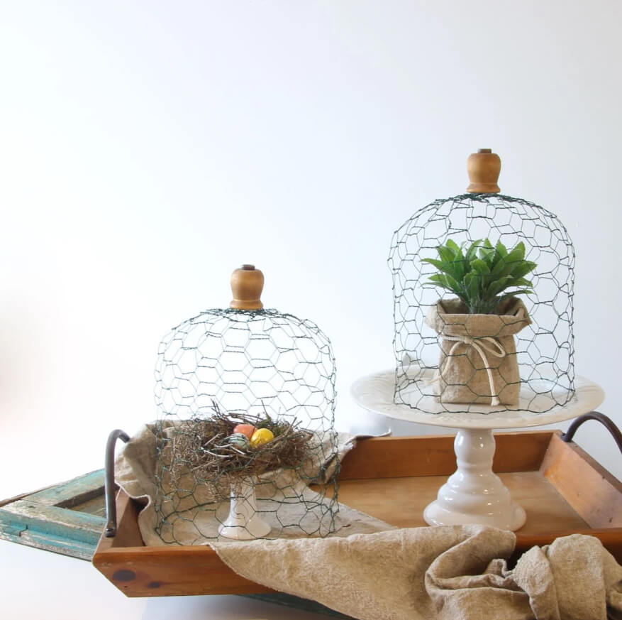 Wooden Handle Wire Cloche Design