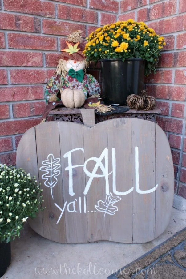 Wooden Pumpkin Shaped Fall Sign