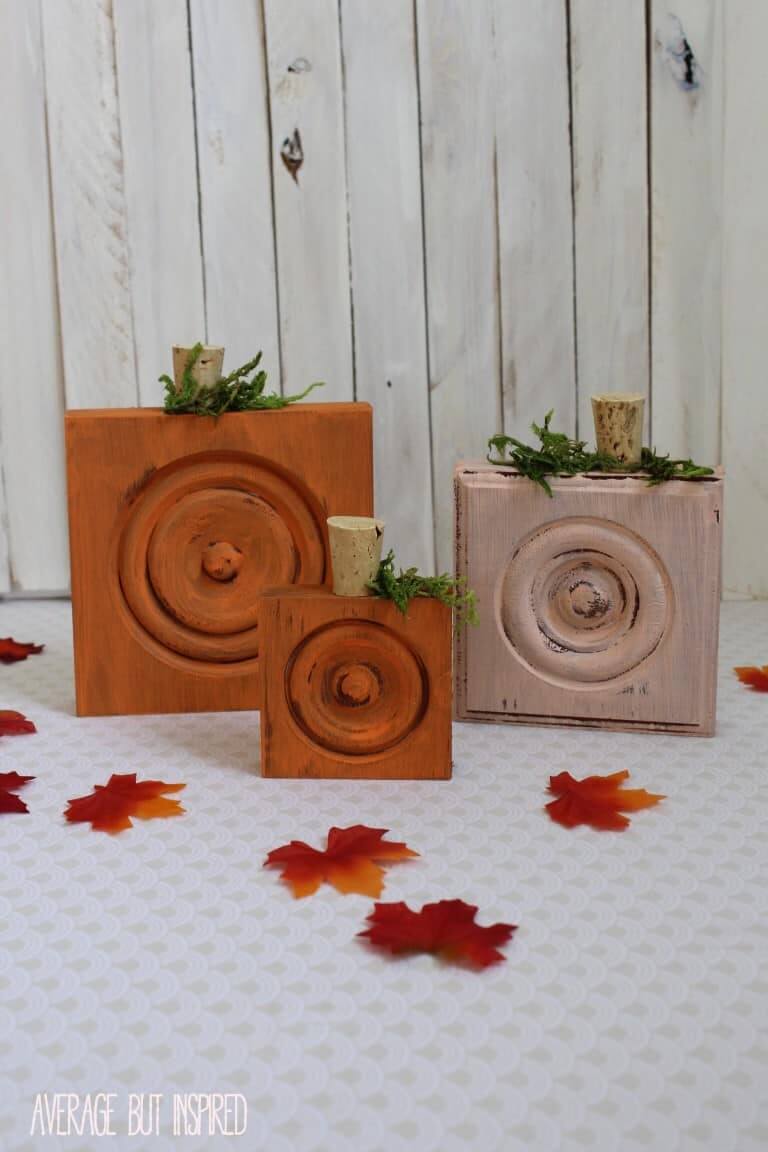 Wood Trim Corner Block Painted Pumpkins