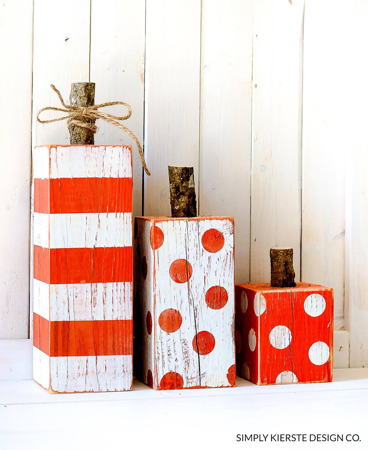 Polka Dot Wooden Painted Pumpkins