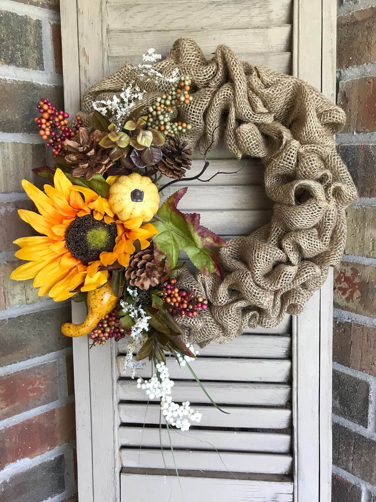 Fall Pumpkin Theme Burlap Wreath